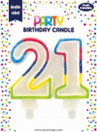 BIRTHDAY CANDLE 21 GLITERD (6834-21-OBB)
